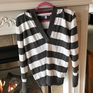 Old Navy, XL, gray/white striped hoodie sweater